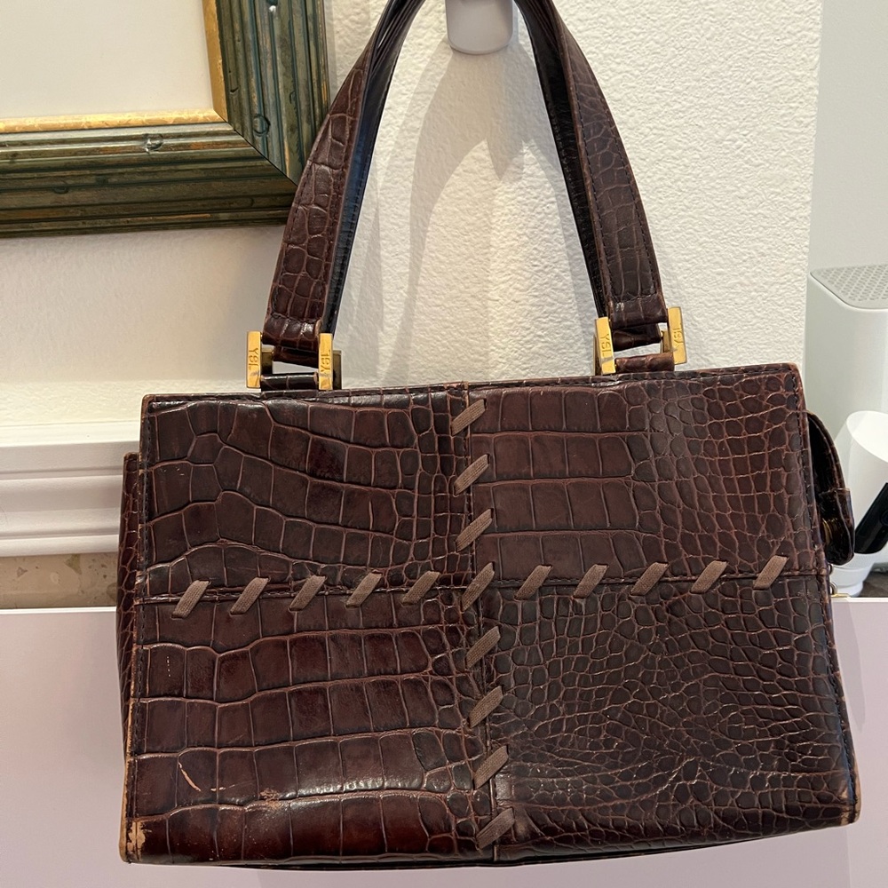 Yves Saint Laurent Vintage Rare Crock Embossed Handbag - Picture 2 of 15